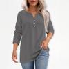 T-skjorte for kvinner T-skjorte med knapp 3/4 ermer Daglig helgmote Basic V-hals vanlig topp