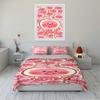 Cute Pink Cartoon Peach Characters Bedding Bedding set (1 duvet cover, 2 pillowcases, duvet not included)