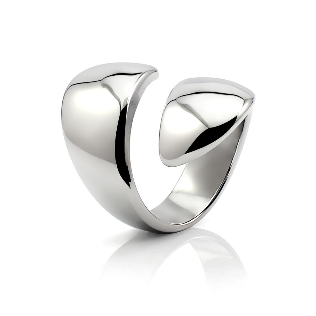 Waterproof Simple Stainless Steel 18k Gold Plated Pear-shaped Open Adjustable Ring Shiny Wide Irregular Design Jewelry for Women