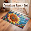 Floral Garden Theme Soft Crystal Velvet Rug Custom Name & Text Print Non Slip Floor Rug for Bedroom Living Room