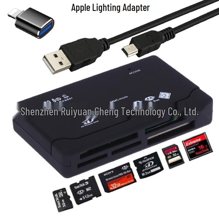 In Stock USB Multi-function Six-Port Mobile Phone & Camera High-Speed Card Reader with Password Protection