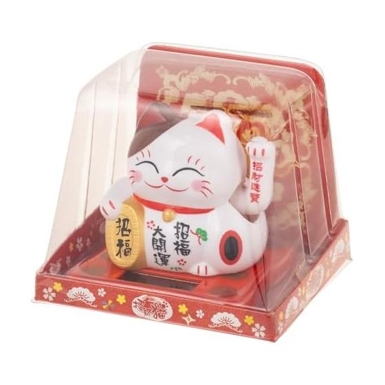Q-FLA Solar Lucky Cat Good Luck Network Good Luck White Solar Figurine 794735