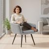 Modern Accent Chair, Upholstered Chair with Metal Legs, Linen Look, Light Grey