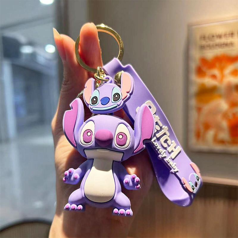 

Cute Silicone Cartoon Stitch Key Holder Adorable Bag Pendant Colorful Key Accessory малиновий колір