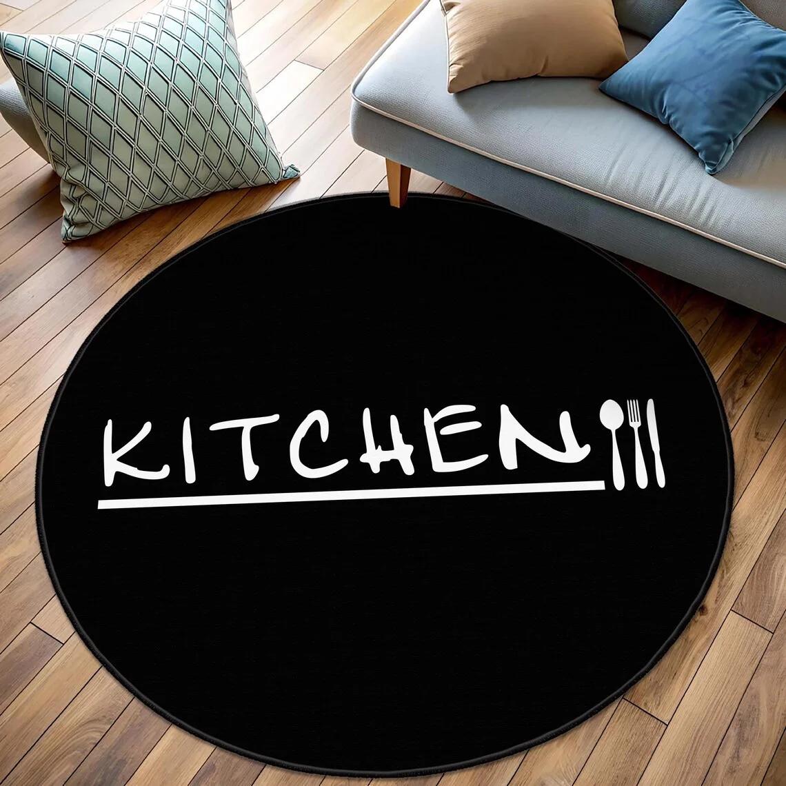 Modern Washable Kitchen Round Rug –