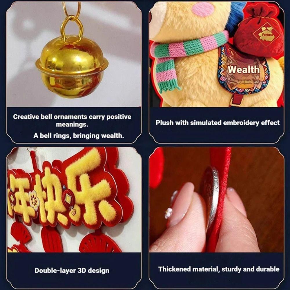 2Pcs 2026 Horse New Year Pendant Lucky Character Door Ornament Red 5D New Year Decorations