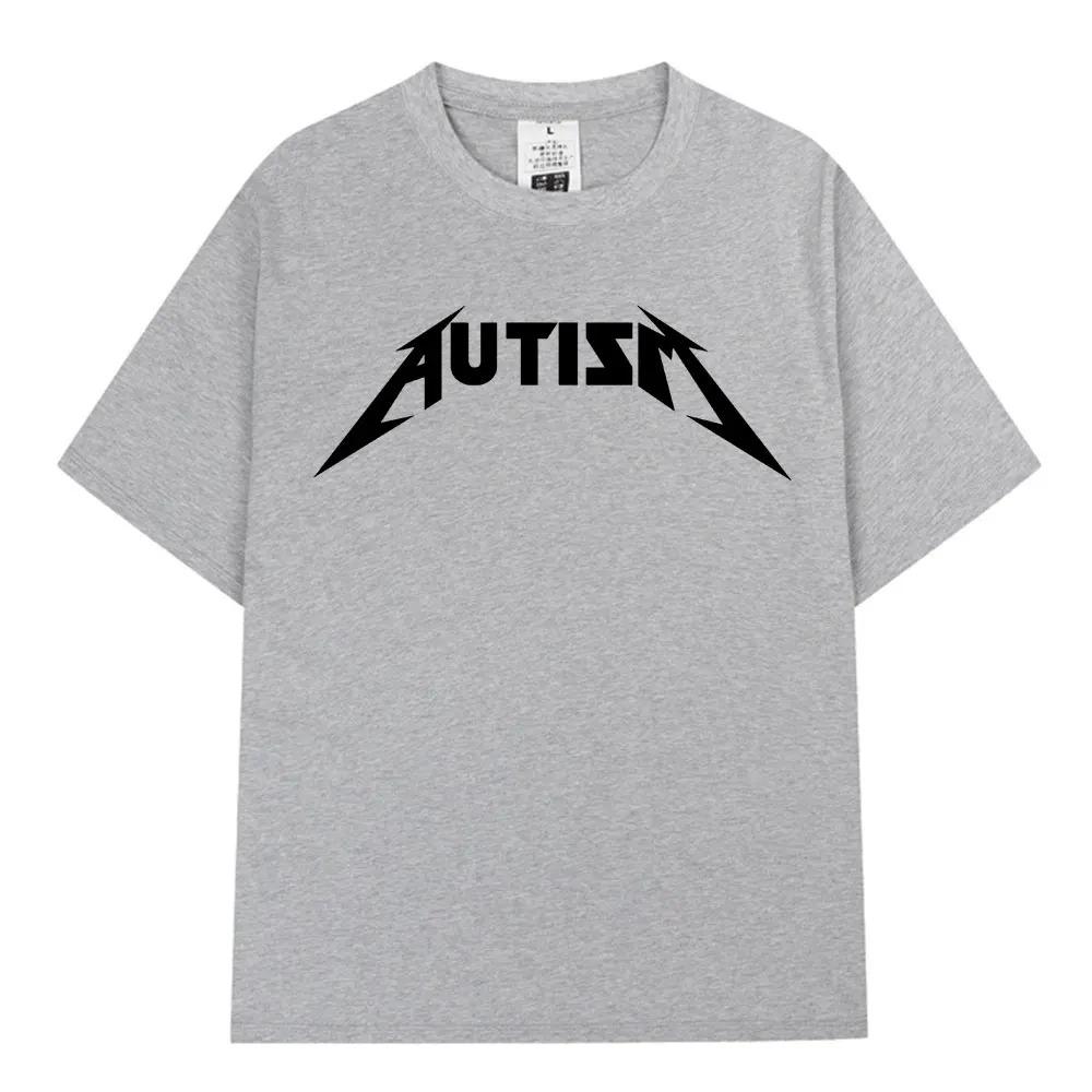 Autismus Metal Rock Meme Tričko Muži Ženy Móda Hip Hop Krátký Rukáv Oversized Trička 100% Bavlna Pohodlná Trička Streetwear
