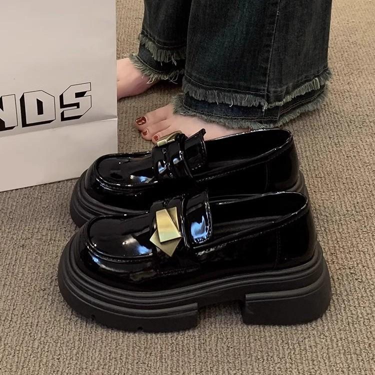 British style platform small leather shoes women's spring and autumn French Mary Jane single shoes 2025 new one-pedal muffin loafers