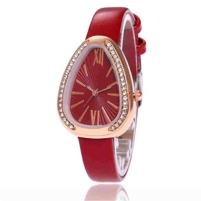Fashion Ladies Casual Triangle Dial Watches Snakeskin Strap Roman Digital Wrist Watch