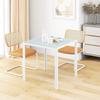 Square Dining Table for 4 People, Tempered Glass Tabletop, for Kitchen and Dining Room, 75 x 75 x 75 cm, White