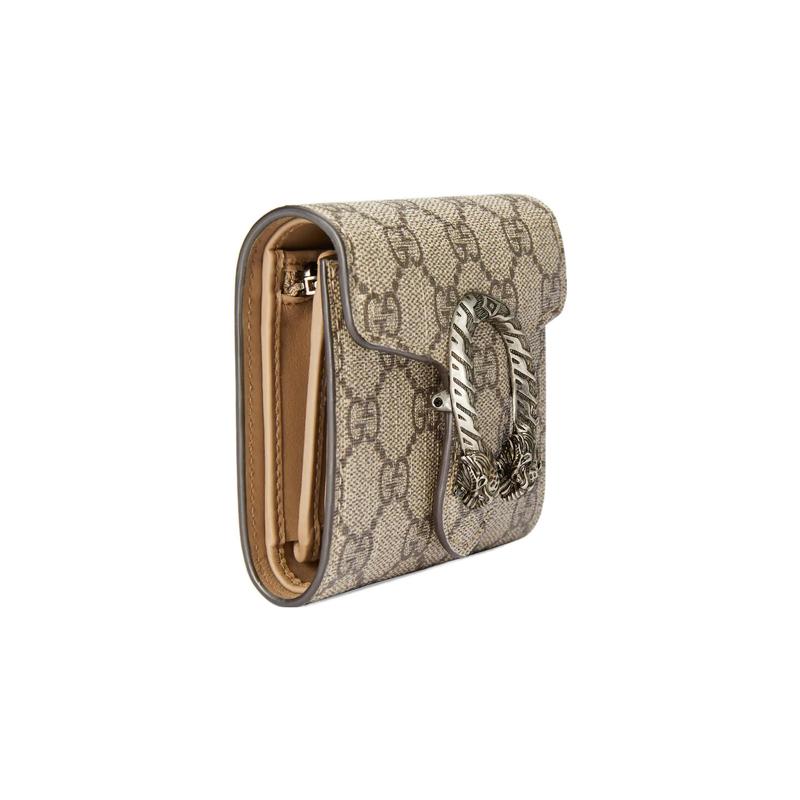 Gucci Logo Print Suede Trim Canvas Wallet Regular Women's Brown