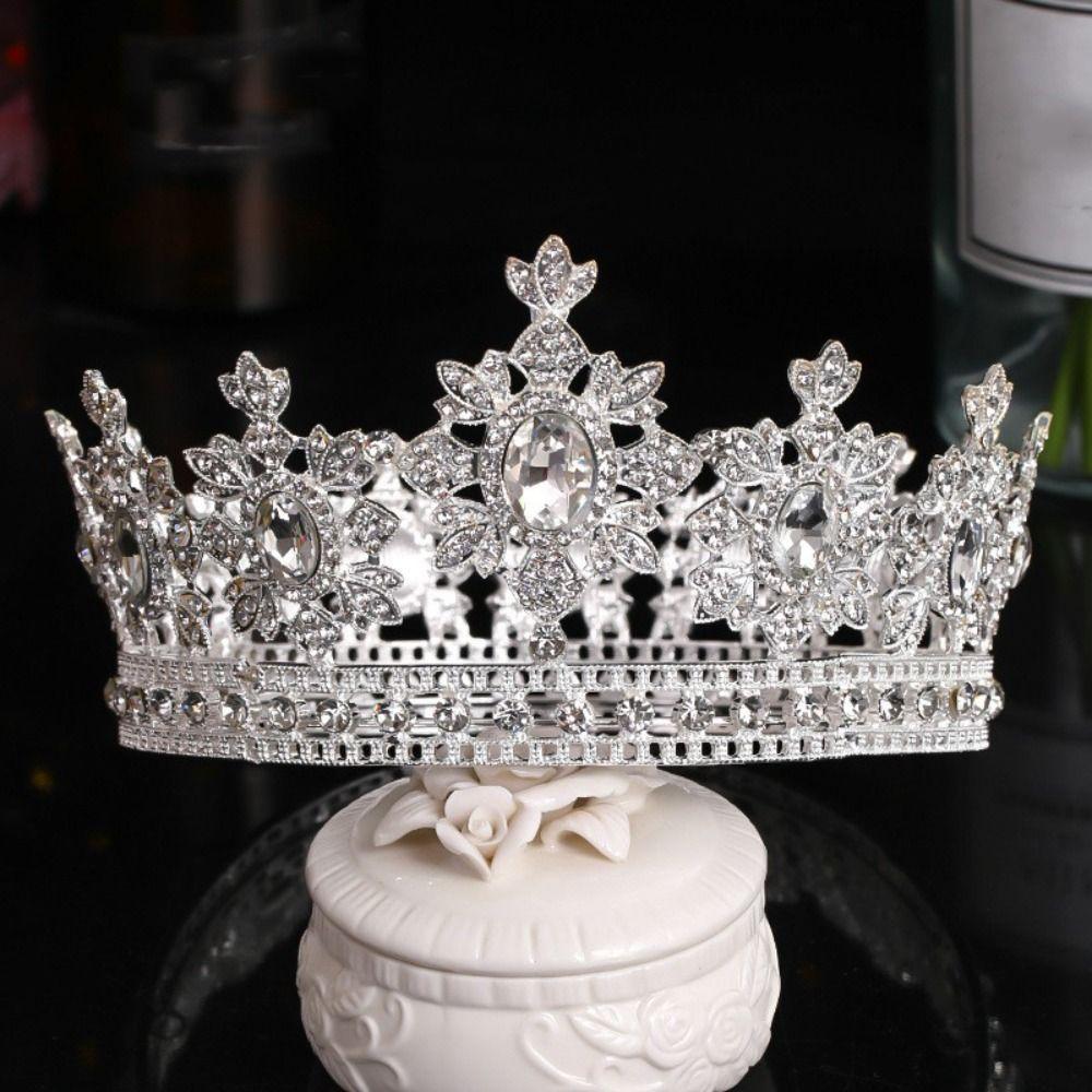 Sparkling Baroque Queen Tiaras Elegant Wedding Head Wear Exquisite Rhinestone Diadem  Hair