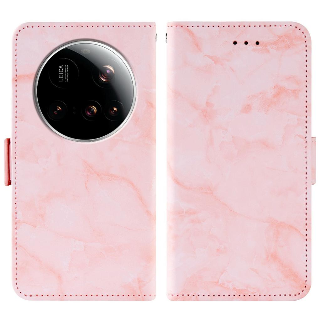 For Xiaomi 15 Ultra Leather Case Marble Pattern Phone Wallet Stand Cover with Wrist Strap