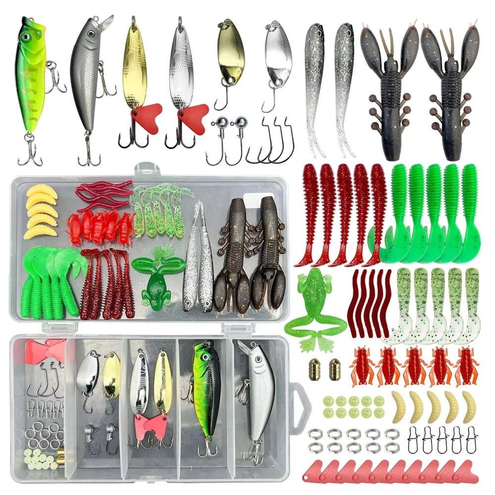 Tackle Box Soft Fishing Lures Kit Hook Set Silicone Soft Lures Hooks  Sea Equipment