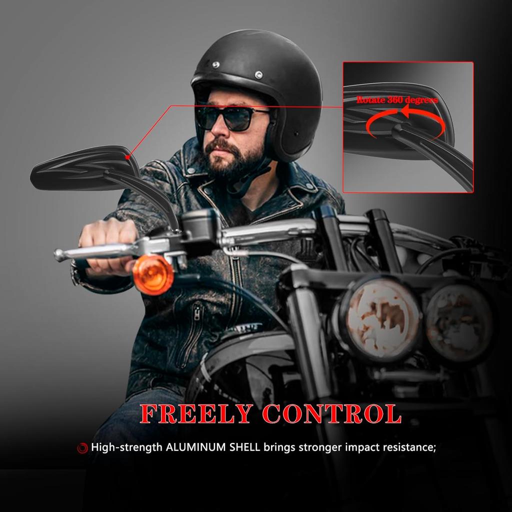 Motorcycle Rear View Mirrors For Sportster Road King Street Electra Glide Road Glide Dyna Softail 1982-2024 (Black)