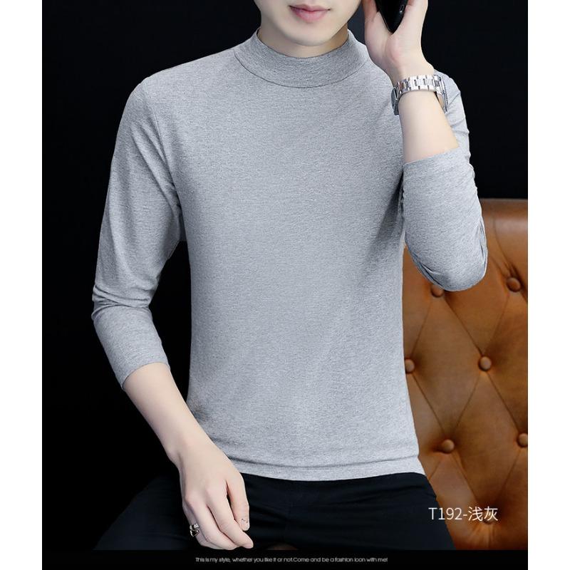 Men S Cotton Half High Neck Long Sleeve Loose Fit T Shirt