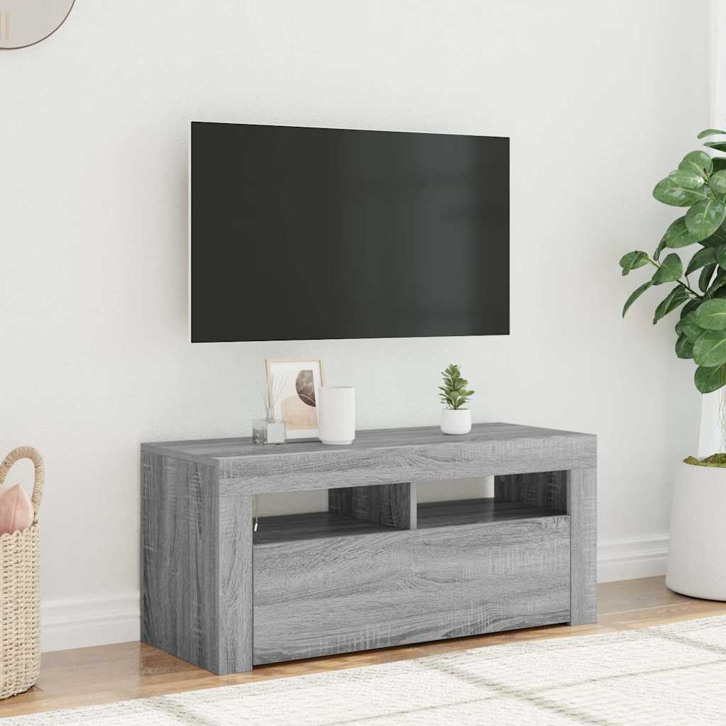 Moderne Minimalistische TV-Bank Mit LED-Lichtern, Ecksideboard, Stauraum Schrank, 90x35x40 Cm
