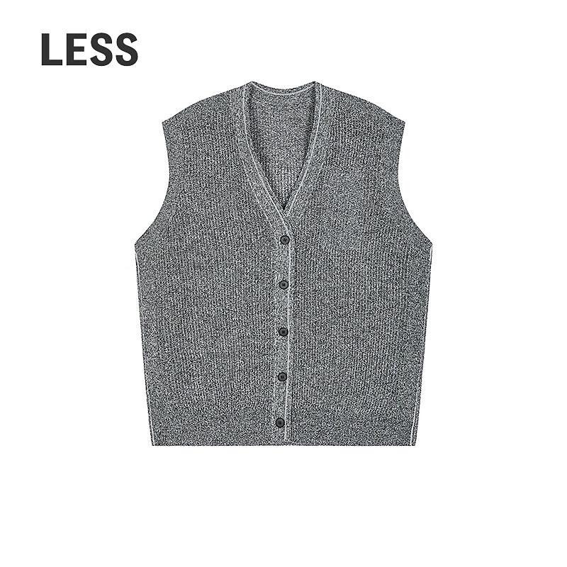 Less 2025 Fall Casual Abstract Print Sleeveless V-Neck Vest