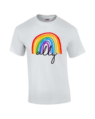 Gay Pride Flag Rainbow Ally Support LGBTQ Unisex Short Sleeve T-Shirt Graphic