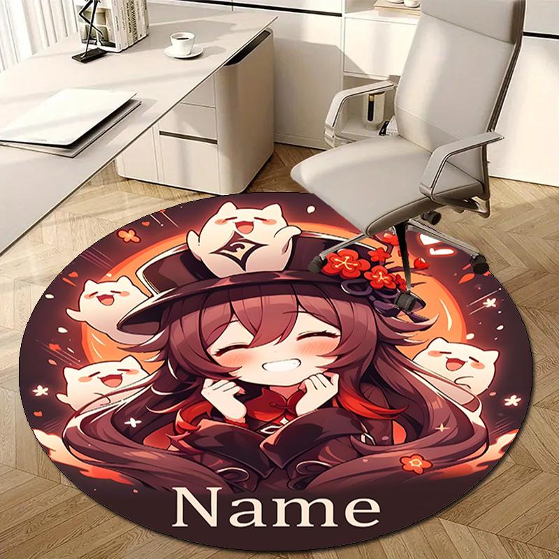 Personalized Genshin Impact Round Chair Office Rug - Perfect for Mat, Office Chair & More - Ideal Gift for Birthdays and Holidays