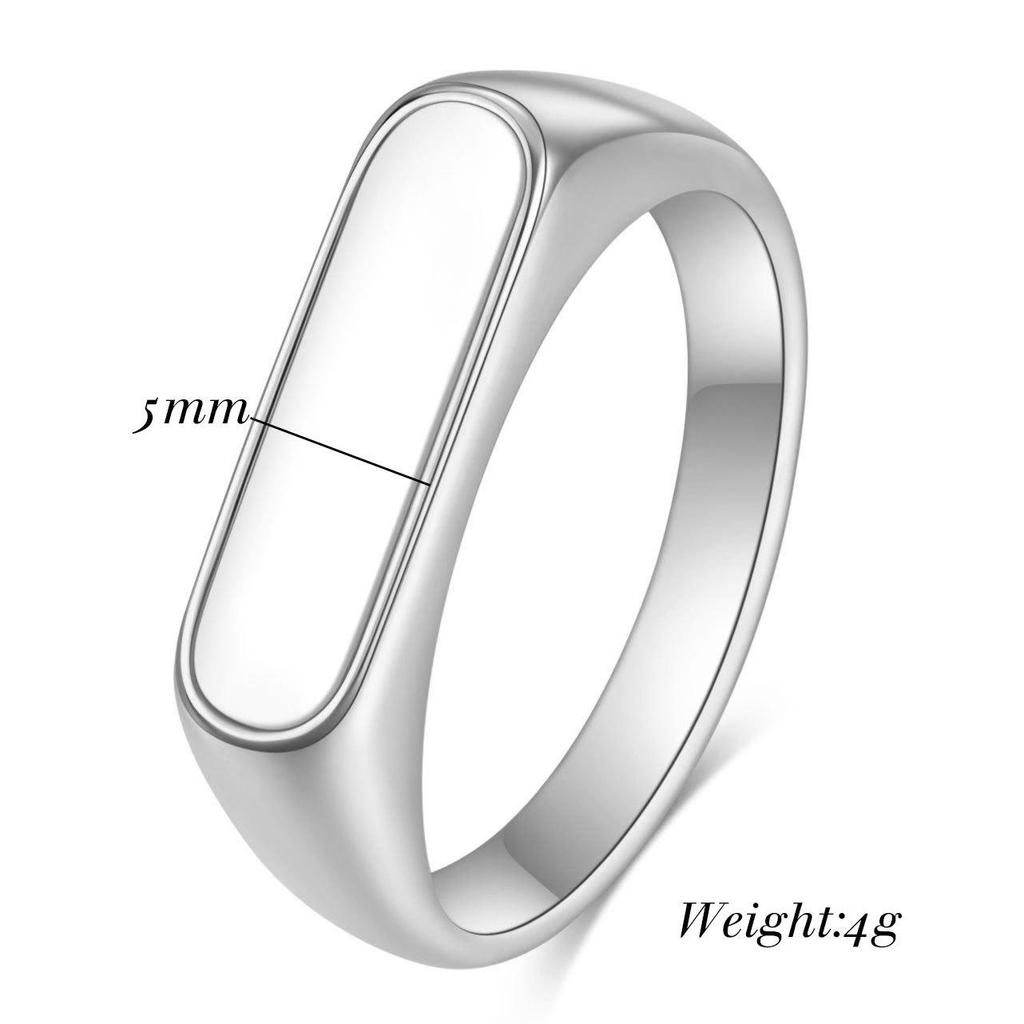 5MM Simple Fashion Stainless Steel Ring with Mother-of-Pearl Inlay & Drip Oil Finish - Versatile Temperament Women's Ring