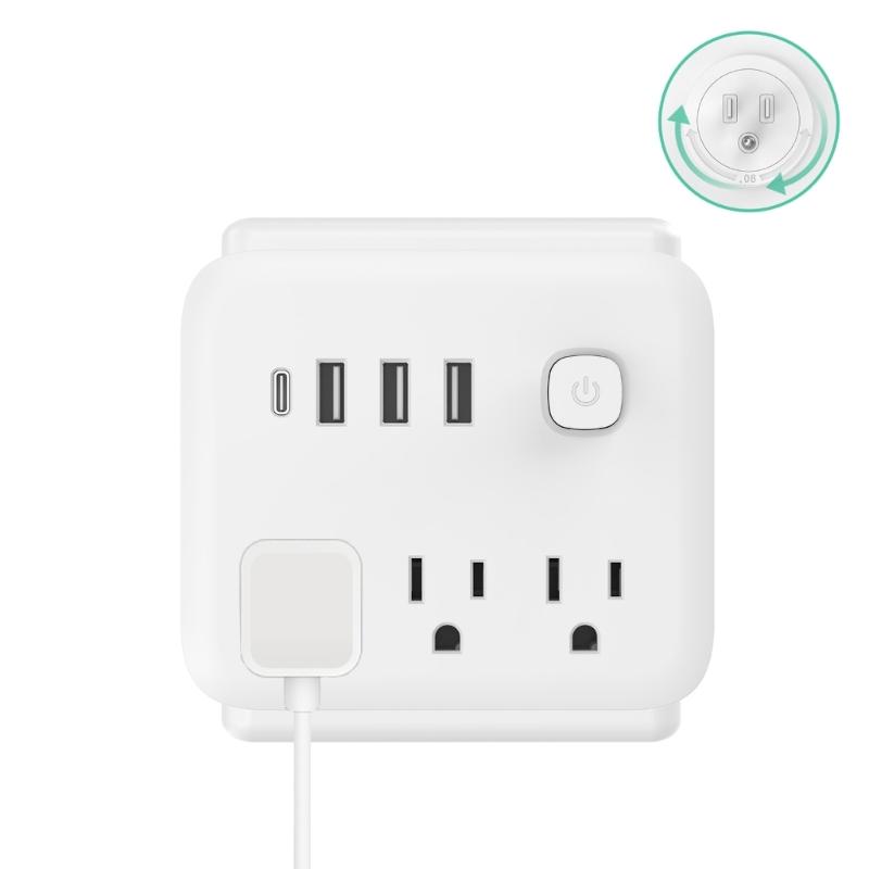 Multifunction US Standard Plugs Adapter with 3 Outlets 3 USB Port Plus 1 Type C Port Converters  for Travel