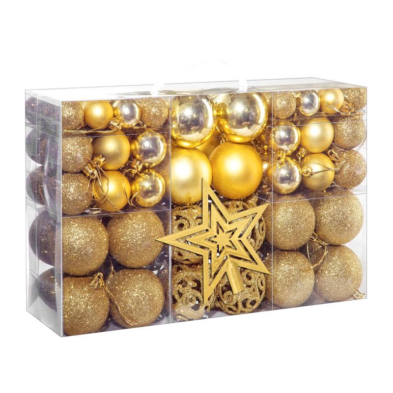 101Pcs Christmas Balls Christmas Tree Ornaments Top Star Xmas Hanging Tree Pendants Home Party Xmas Tree Decor New Year Gifts