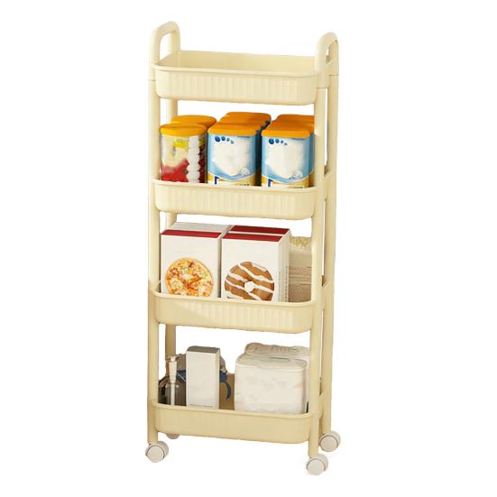 Küchenwagen Lebensmittelgeeigneter Kunststoff 2/3/4-stöckiger Aufbewahrungswagen mit leisen Rädern Schlankes Design Snacks Apartment Aufbewahrungswagen Universalwagen
