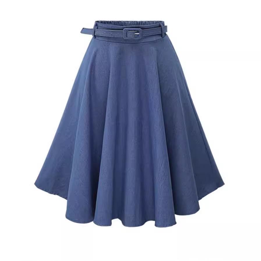 

Summer Denim Skirt with Free Belt - High Waist, Slimming Design One Size светло-синий