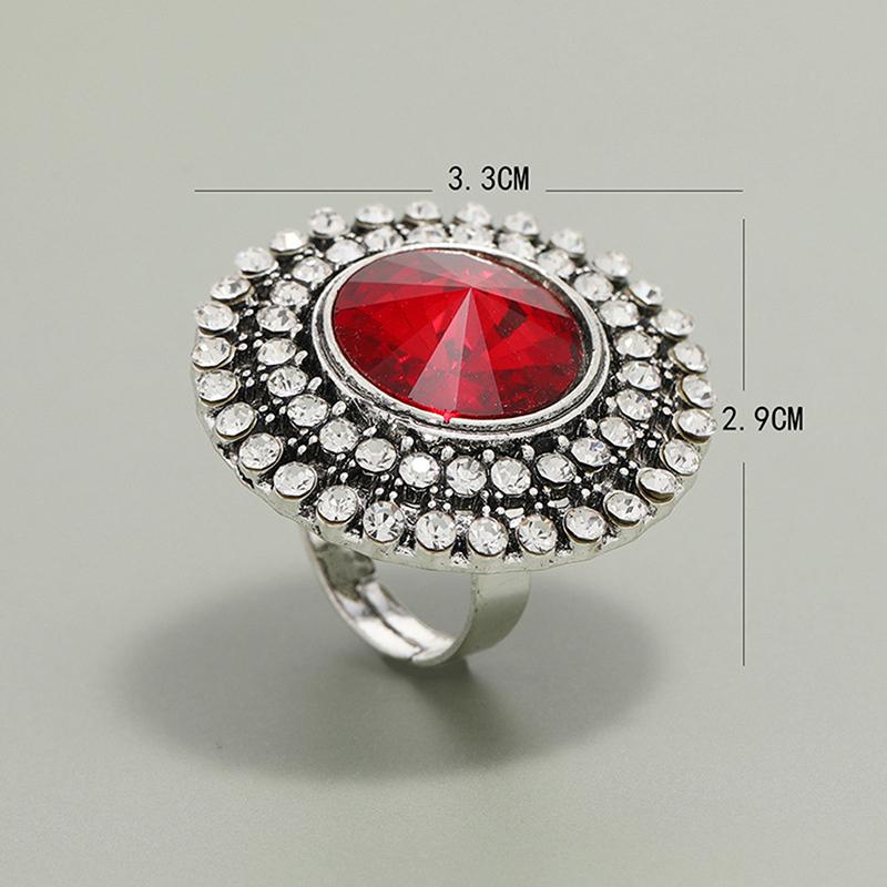 Unique Boho Stone Ring Big Round Rings For Women Vintage Female Wedding Party Jewelry Birthday Gift