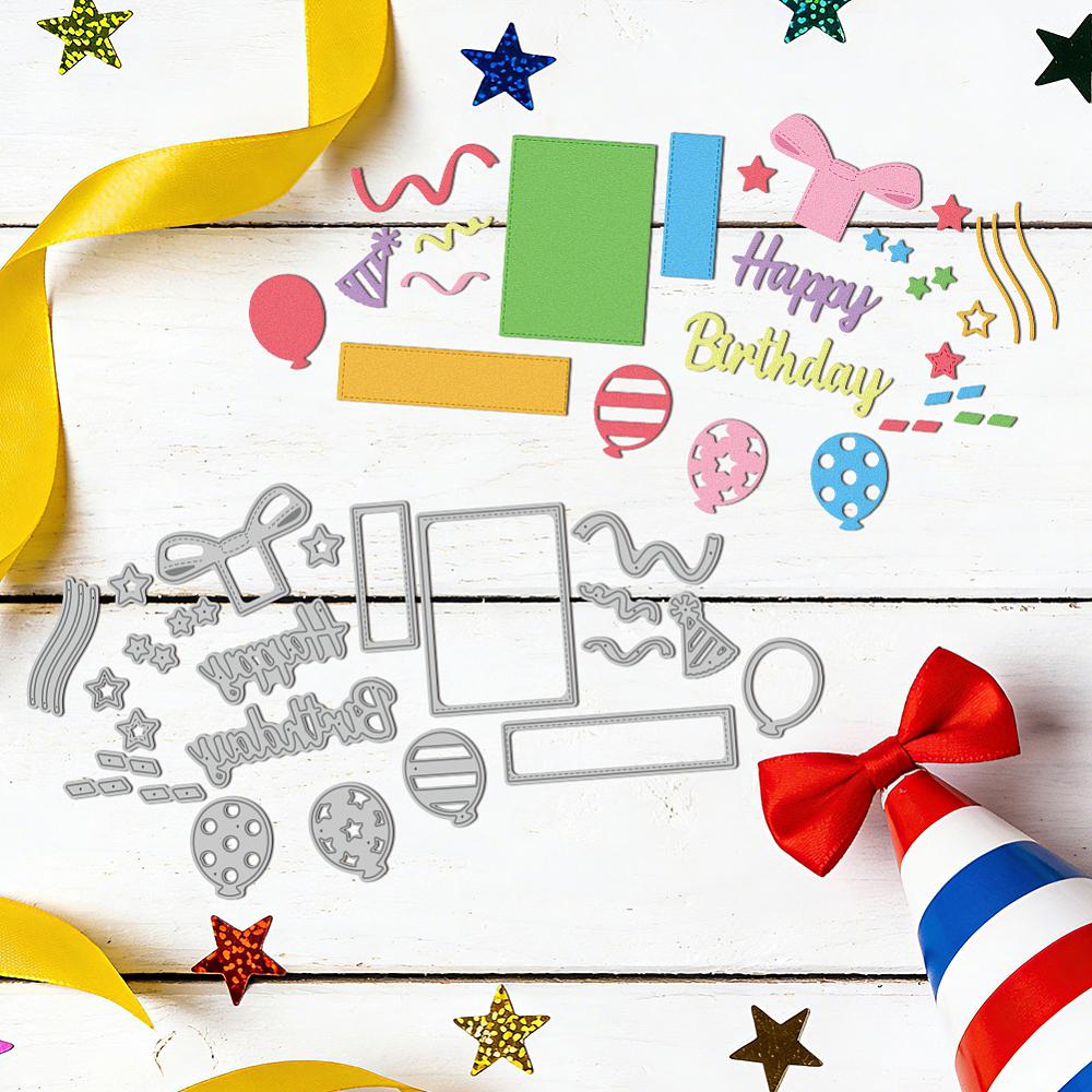Birthday Theme Carbon Steel Cutting Dies Stencils for DIY Scrapbooking Photo Album Decorative Embossing Paper Card Box 160x110x0.8mm
