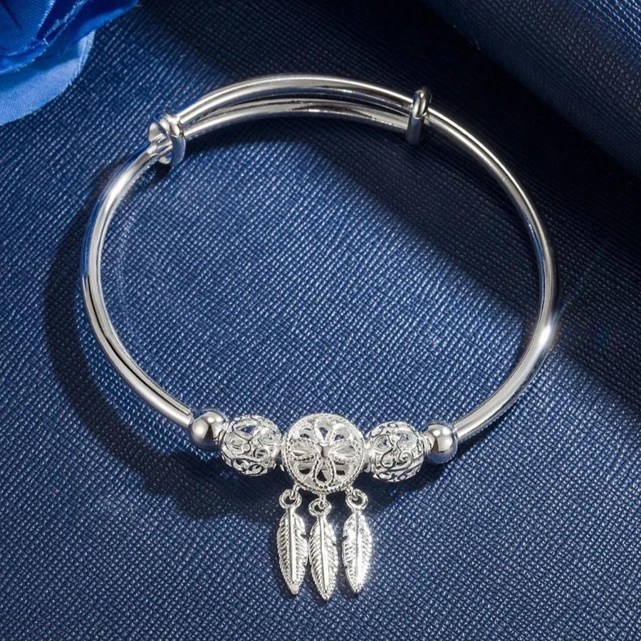 Luxury 925 Silver Bead Ball Bracelets For Women Elegant Dreamcatcher Tassel Feather Adjustable Bracelet Party Jewelry