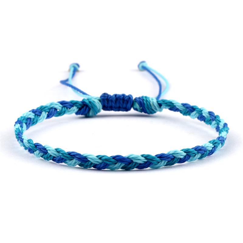 Adjustable Colorful Three-Strand Braided Waxed Thread Bracelet Set for Couples and Handmade Jewelry