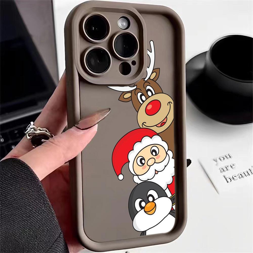 N102 Merry Christmas Happy New Year Soft Angel Eyes Phone Cases for Samsung S23 S24 Ultra S21 FE A54 A34 A13 A14 A06 A24 Realme OPPO Shockproof Cover