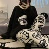 Pajamas Women's Autumn and Winter Thickened Flannel Cartoon Cute Coral Fleece Can Keep Warm Outside and Wear Home Service Suits