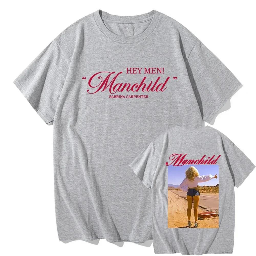 Sabrina Carpenter Manchild Print T-Shirt 2026 Mode Sänger Grafik T-Shirts Kurzarm Unisex Streetwear Sommer Damen Herren