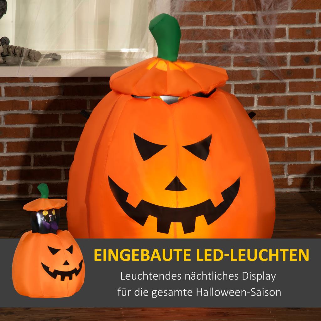 Self-inflating Halloween Decoration Halloween Pumpkin, Incl LEDs Outdoor Weatherproof, 76 X 64 X 115cm, Orange