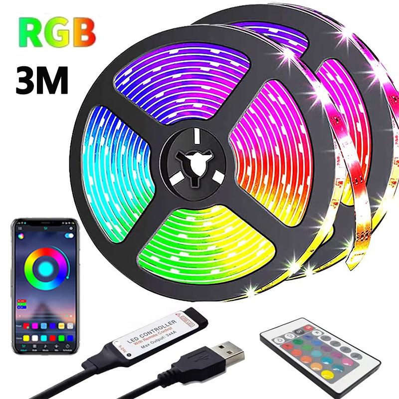 DC5V RGB LED Light Strip 1-30M USB Bluetooth Infrared 24Key Remote Control Flexible Lamp Tape For Festival Party TV Desk Bedroom