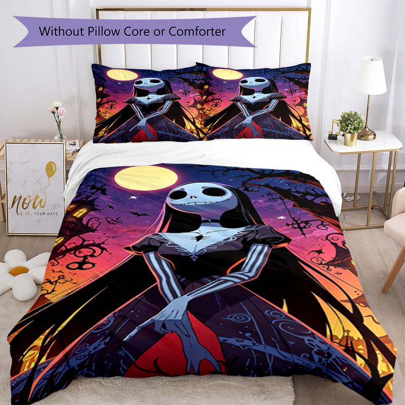 Christmas Nightmare Bedding Set Breathable Duvet Cover with Pillowcases Decorative Bed Linen for Bedroom Home Decoration Birthday Gift