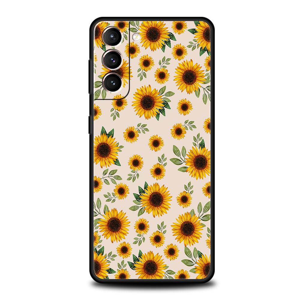 Phone Case Cover for Samsung Galaxy S25 Edge S24 S23 S22 S20 S21 FE Ultra S10 S10E Plus 5G Soft TPU Capas Sunflower Pattern Bags