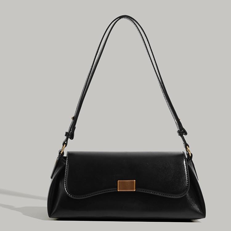2025 New Niche Black Baguette Armpit Bag Women's High-end Sense Super Fire Single Shoulder Oblique Span Bag Commuter Handbag Tide