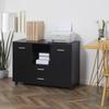 Multifunctional Office Cabinet with 360 degrees Wheels, for Printers and Files, in Black Wood 100x40x71cm