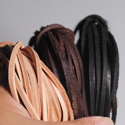 Cuerda de Piel de Vaca Genuina Hecha a Mano - Cuadrada de 3x3mm, Negro/Marrón/Natural, 5m