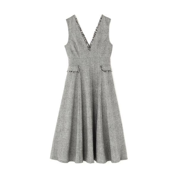 Beauty Tweedy Fringe Jumper Skirt [Natural Basic] [Brown/M]