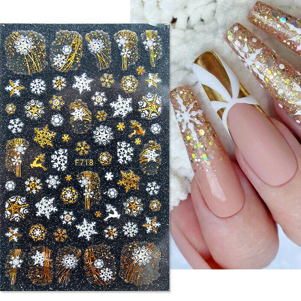 Decorations Xmas Transfer Decals 3D Christmas Nail Stickers Snowflakes
