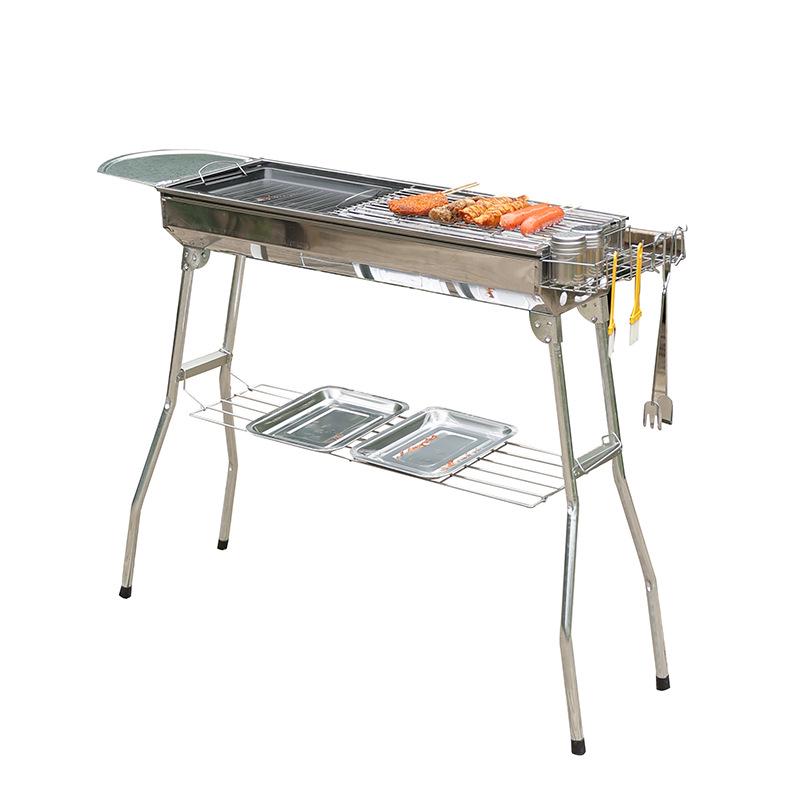 Large Portable Stainless Steel Charcoal BBQ Grill for Outdoor Picnics and Home Use