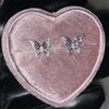 Shiny Silver Color Rhinestone Hollow Butterfly 316L Stainless Steel Ear Bone Nail Delicate Waterproof Small Earrings for Women