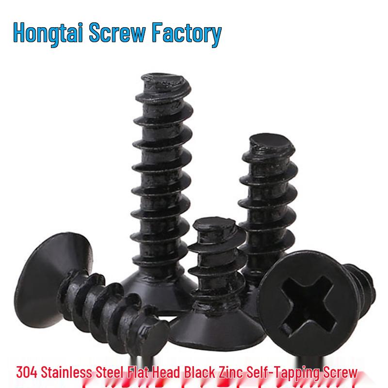 304 Stainless Steel Black Zinc Self-Tapping Screws: M2, M2.3, M2.6, M3, M4, Pan & Countersunk Flat Head