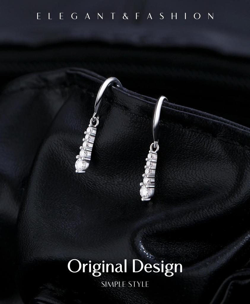 MODIAN D-Color Moissanite Water Drop S925 Silver Earrings, Elegant Paved Diamond Ear Hooks for Women
