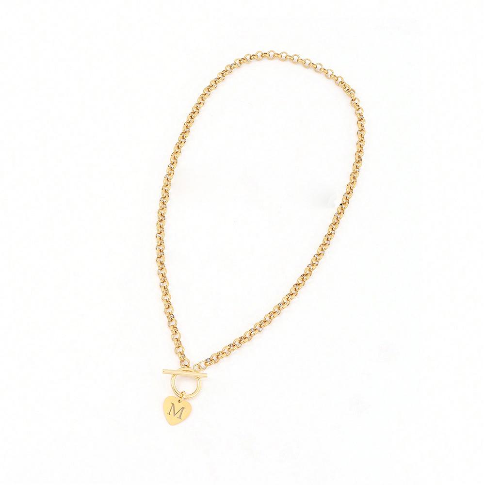 Stylish Stainless Steel Heart Pendant Clasp Necklace - Versatile Fashion Letter Design
